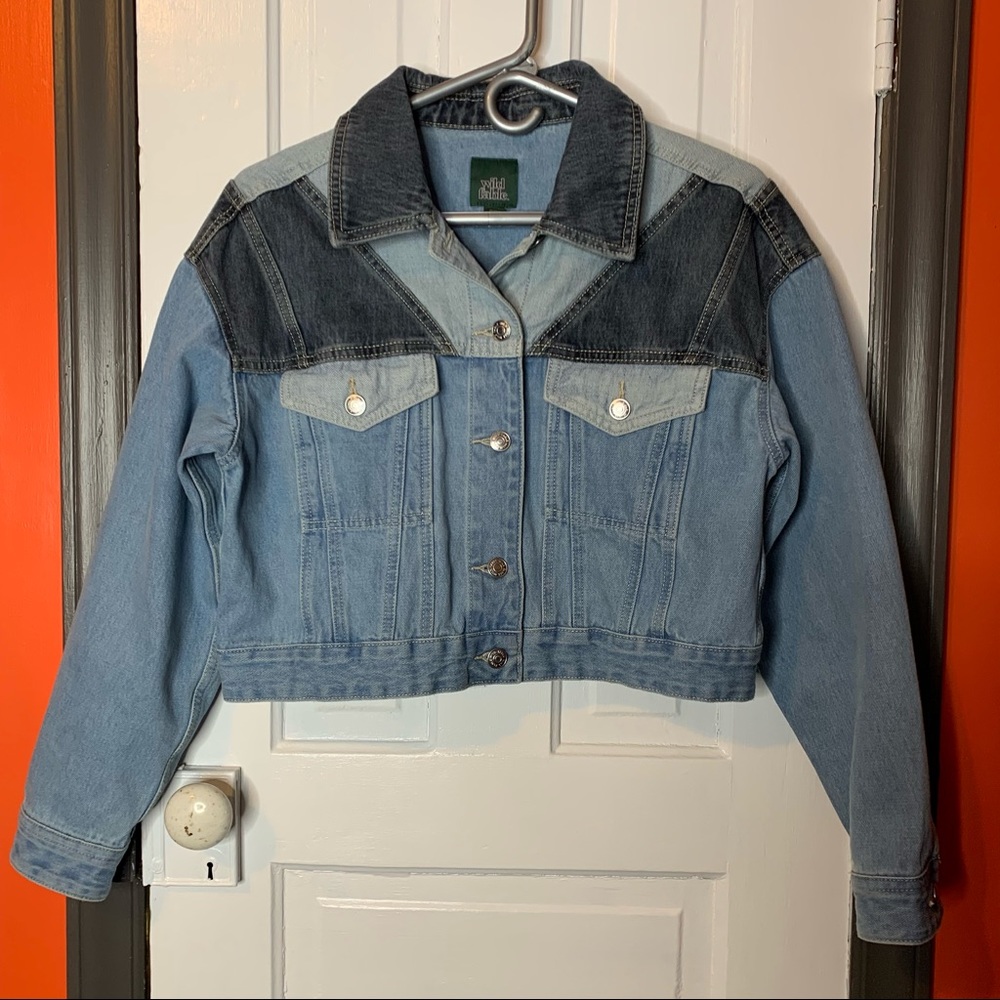 Wild Fable Cropped Colorblock Patchwork Denim Y2K Inspired Jacket